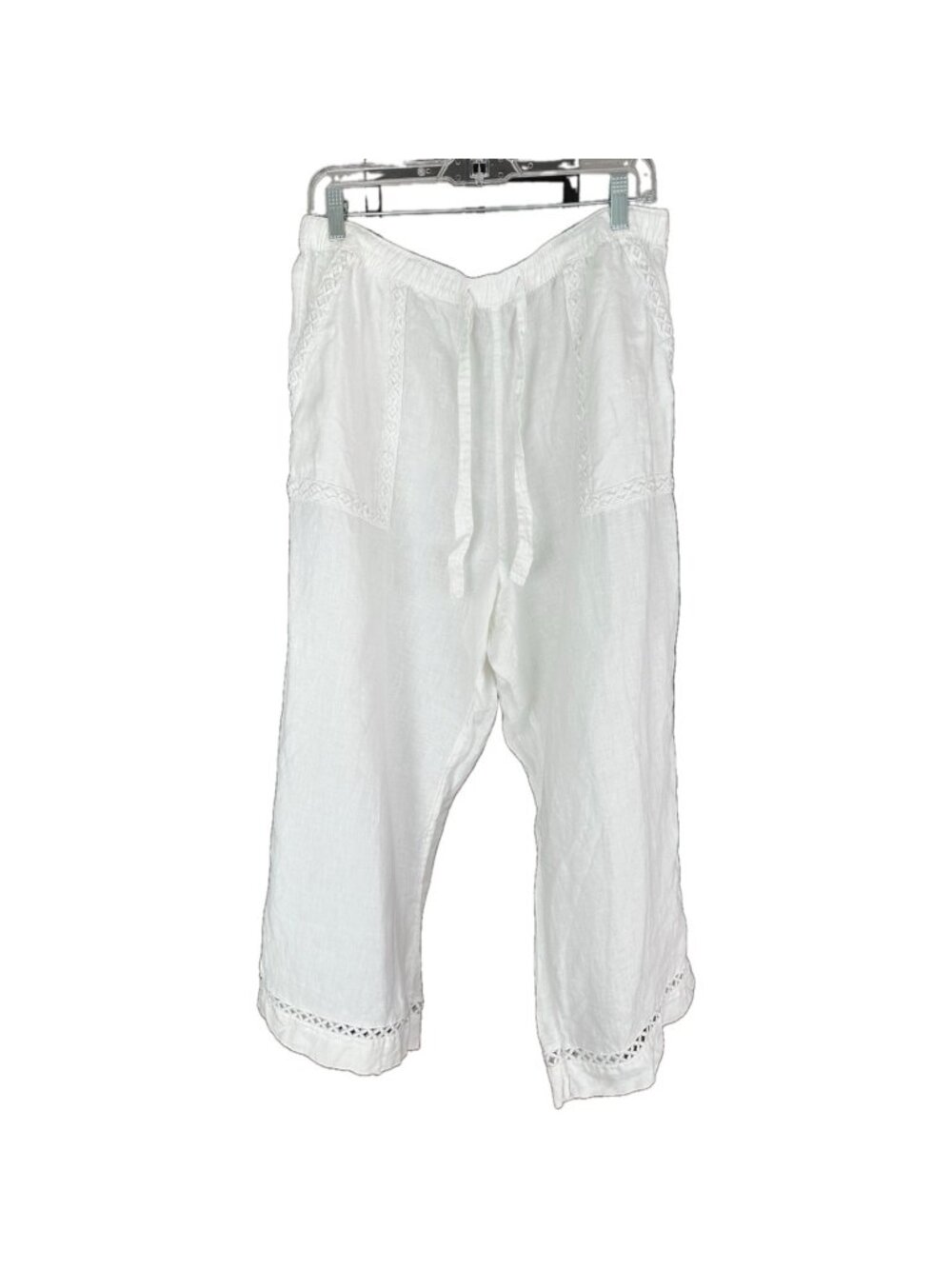 Joie 100% Linen Women’s White Wide Leg Pants Drawstring Boho XL EUC